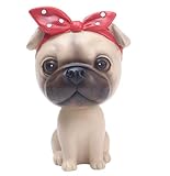 Hund Wackelfigur Wackelkopffigur Auto Armaturenbrett Deko,Nette Harz Dekoration Wackelhund Puppe,Armaturenbrett Tabelle Dekor (Mops)
