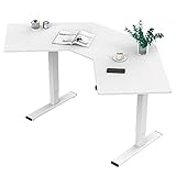 Flexispot EG1W-L Winkelschreibtisch Eckschreibtisch elektrisch höhenverstellbar Bürotisch, Größer，2-Fach-Teleskop (mit Tischplatte 780 * 282 mm Weiß)