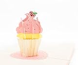 glücksgreissler® Geburtstagskarte Geschenkkarte 3D Popup Postkarte Faltkarte Erdbeere Cupcake klein für gute F