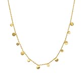 WILD SUN Kette mit Plättchen Gold Damen | Filigrane Goldene Coin Halskette für Frauen | Hochwertige Schlichte Goldkette aus 316 Edelstahl mit 18K verg