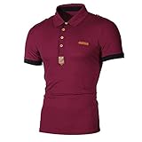 IFOUNDYOU Poloshirt Herren Stehkragen Kurzarm T Shirt mit Knöpft Herren Polo Shirts Leicht Classic Sport Golf Shirts Polohemd Herren Streifen Casual Tee Tops Polo Hemd Herren Basic Klassisch Top