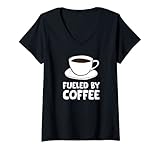 Damen Kaffetasse - Fueled by coffee T-Shirt mit V