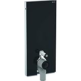 Geberit 131.033.SJ.5 Sanitärmodul Monolith für Stand-WC, 114 cm, mit P-Anschlussbogen, Farbe schwarz-131.033, Glas schw