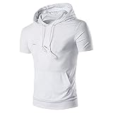 BIBOKAOKE Herren Hoodie T-Shirt Sommer Kurzarm mit Kapuze Workout Sport Fitness Kapuzenpullover Shirts Mode Einfarbig Muscle Shirt Freizeithemden Sweatshirt Männer Sport Shirts Hoody