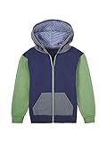 Fruit of the Loom Jungen Fleece Full Zip Hoodie Sweatshirt Hemd, Durchgehender Reißverschluss, Marineblau/Grün, XS