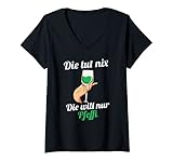 Damen Pfefferminzlikör Pfefferminzschnaps Pfeffi T-Shirt mit V