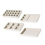 Queta 4 stk Schmucktabletts Stapelbar Schmuckkasten Schmuckdisplay Schubladen Organizer Schmuckzubehör Schmuckaufbewahrung Schubladeneinsatz für Schmuck Aufbewahrung für Ohrring Ring Ketten Armb
