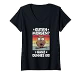 Damen Guten Morgen Ganz Dünnes Eis Eule Morgenmuffel Kaffee T-Shirt mit V