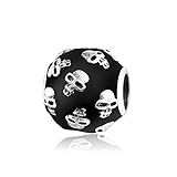 LIIHVYI Pandora Damen Charms 925 Sterling Silber Pure Guarantee Oxidized Style Big Hole Skull Für Pandora Und Andere Europäische Armbänder & Halsk