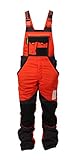 WOODSafe® Schnittschutzhose Klasse 2, kwf-geprüfte Forsthose, Latzhose orange/grau, Herren - Waldarbeiterhose (56)