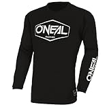 O'NEAL | Motocross-Trikot Langarm | MX Enduro | Gepolsterter Ellbogenschutz, ergonomischer Schnitt, atmungsaktiv | Element Youth Cotton Jersey Hexx V.22 | Kinder | Schwarz Weiß | Größe M