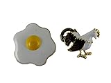 Ohrringe Ohrstecker Stecker Huhn Hahn Hähnchen mit Ei Spiegelei Küche Koch 13.157