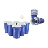 Relaxdays, blau Beer Pong Becher, 50 Stück, stabiler Plastikbecher, Partybecher 16 oz, Trinkbecher Softdrinks u. Bier, Kunststoff, 8.5