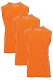 Mivaro Herren Shirt ohne Ärmel 3er Pack Set Basic Fitness Tank-Top ärmellos, Größe:XL, Farbe:3er Pack Orang