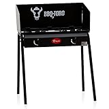 BBQ-Toro Gas Grilltisch mit Windschutz | Gusseisen Gaskocher 2 Brenner 78 x 45 x 110 cm | 12 kW | Tischgrill für Camping, Einsatz im Freien, im Garten und auf der T