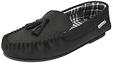 Dunlop George Herren Mokassin-Slipper aus Schaffellimitat mit Gummisohle, Black Check Duke, 13 U
