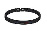 Tommy Hilfiger Dressed Up Herren Armband aus Metall in der Farbe Schwarz, mit Klappverschluss, Gliederarmband mit Tommy Hilfiger-Logo, 2790312