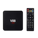 Huachaoxiang V88 4K Android 7.1 Smart TV Box, HD RK3229 Quad Core 1 GB + 8 GB 1080P Set-Top-Box Unterstützt 24 Sprachen Praktisch Und Einfach,Schw