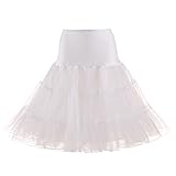 BBring Damen Mini Rock, Frauen Kurz Retro Petticoat Reifrock Faltenrock Tutu Tanzrock Unterrock (XL, Weiß)