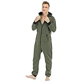 gurjs Men's Jumpsuit Men's Pyjamas Jumpsuit with Hood Plain Casual Fleece Lining Cotton Blend Zip Jumpsuit Adult Onesie Winter Autumn Thermal Cosy Homewear Pyj