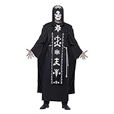 Lazzboy Halloween Kostüm Mann Schwarze Robe Party Cosplay Paare Kleid Umhang Mit Kapuze Herren Mittelalter Kleidung Mantel Gotik Ritter Cape Lange Kostüme Unisex Hexe Vampir (XL,Schwarz)