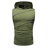 Pajiay Tank Top Herren Sommer Stretch Einfarbig Herren Tankshirt Slim Fit Mode Design Herren Freizeitshirt Komfortabel Sport Jogging Trend Herren Hoodie D-Green XL