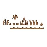 Lishirong Heilige Familie Krippe, Holz Krippe Figur Adventskalender, Weihnachtskrippe Kit Adventskalender Statue, Holz Jesus Krippe Desktop Ornamente, Holz Krippe Puzzle, Wohnkultur Geschenk (A)