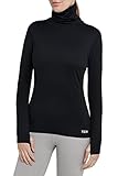 TCA Warm-up Damen Thermo-Laufshirt mit Rollkragen - Langarm - Black Rock (Schwarz), S