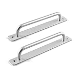 Miystn Scheunentor Griff, Küchengriffe, Schiebetür Griff, Eisenware Türgriff für Eine Holztür, Gartenrüt, Schranktür (2 Stücke, Schwarz und Silber, 8, 27 x 1, 41 x 0, 98 Zoll)