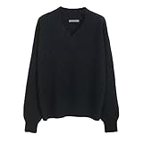 KeYIlowys Top V-Ausschnitt Pullover Pullover Frauen Herbst Und Winter AusläNdischer Stil Lose Basis Einfarbig