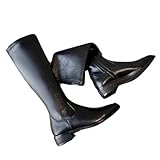 Damen Lederstiefel Bequeme Klassische Wasserdichte Flache Reißverschluss Schwarz Braun Winter Outdoor Party Kniehohe S