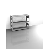 hofe Sideboard-Steckregal, verzinkt - Höhe 825 mm, 3 Böden, Grundregal, Fachlast 150 kg - Büroregalsysteme Eckregale Aktenordnerregale Regalwände Schrankregale Büroregale Büroregalsysteme Eckreg
