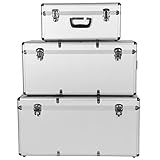 Box Koffer Kiste Transportbox Alu mit Deckel Aluminium Alubox 3er Set Klein Mittle Groß Truhe Aufbewahrungsbox Werkzeugkoffer Boxen Abschließbar Kisten Silber Trucky