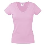 Fruit of the Loom Damen T-Shirt Valueweight V-Neck T Lady-Fit 61-398-0 Light Pink M