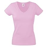 Fruit of the Loom Damen T-Shirt Valueweight V-Neck T Lady-Fit 61-398-0 Light Pink M