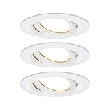 Paulmann 93682 Nova Plus LED Einbauleuchte 3er Set rund schwenkbar 3x6,8W IP65 dimmbar Einbaustrahler Weiß matt Spot Aluminium Einbaulampe 2700