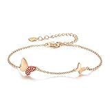 CDE Armband Damen Schmetterling 925 Sterling Silber Rosegold Armbänder Frauen Schmuck Geschenke Geburtstag Jahrestag Abschluss Weihnachten Geschenk für Sie Freundin Ehefrau Mutter M