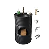 Retro Bodenstehend Waschbecken Mit Unterschrank, Schmiedeeisen Waschtischunterschrank Im Industriellen Stil, Standwaschbecken Mit Wasserhahn Und Abflusskombi(Color:Mattschwarzes Säulenwaschbecken)