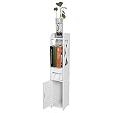 Schlafzimmerschrank, Schrank, schmaler Schrank, für Badezimmer, weißer Holzschrank, Regal, für Wohnzimmer, Küche, Flur, Badezimmer, 80 × 15,5 × 15,5