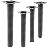 PrimeMatik - Runde Tischbeine für Schreibtische Schränke Möbel aus schwarz Stahl 40cm 4-Pack