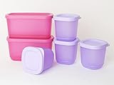 TUPPERWARE Eisscholle Cubix Gefrier-Behälter Gefrierbehälter 4X 110ml Flieder + 2X 250ml Pink + Mini Sieb L