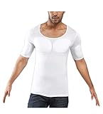 Realistisch Falscher Muskel T-Shirt für Herren Gefälschter Brustmuskel Atmungsaktiv Unterwäsche,White,M