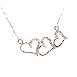 H&C Silver 3 Herzen Herz Kette Collier Halskette Anhänger Silberkette Silber 925 Roségold Vergoldet Geschenk für Frau Freundin Mutter Damen Schmuck Muttertag Geburtstag Valentinstag Top Geschenk