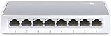 TP-Link TL-SF1008D 8-Port Fast Ethernet-/Netzwerk-/Lan Switch (10/100Mbit/s, automatische Geschwindigkeits- und Duplexanpassung, Plug-und-Play, Auto-MDI/MDIX, lüfterlos) weiß