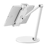 Tablet Ständer, iPad Ständer, Stabiler Ganzmetall Tablet Halterung Verstärkung iPad Stand Halter Dock für Alle Tablet/Smartphones und weiteres Geräte von 4.7 bis 12.9 Zoll (Weiß)