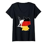 Damen Deutschland Flagge Biathlon Langlaufen Skilanglauf Biathlet T-Shirt mit V