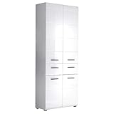 trendteam smart living Badezimmer Hochschank Schrank Skin, 60 x 182 x 31 cm in weiß Hochglanz mit viel S