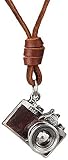 LiuliuBull Vintage Kamera Halskette Kamera einstellbare Leder Halskette Anhänger Unisex Halskette for Armbänder Geburtstag Fotograf Geschenk