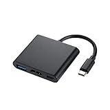 Redstar24 USB C auf HDMI Adapter 4K, Multiport HUB Typ C Adapter mit USB 3.0 Port Verteiler , Typ C Ladeport kompatibel mit MacBook Pro, Samsung Galaxy S8/S9 Chromebook Pixel usw. (Schwarz)