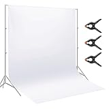 Neewer 9 x 15 Fuß / 2,8 x 4,6 Meter Stoff Fotografie Hintergrund Bildschirm mit 3 Klammern für Foto Video Studio Aufnahmen (weiß)